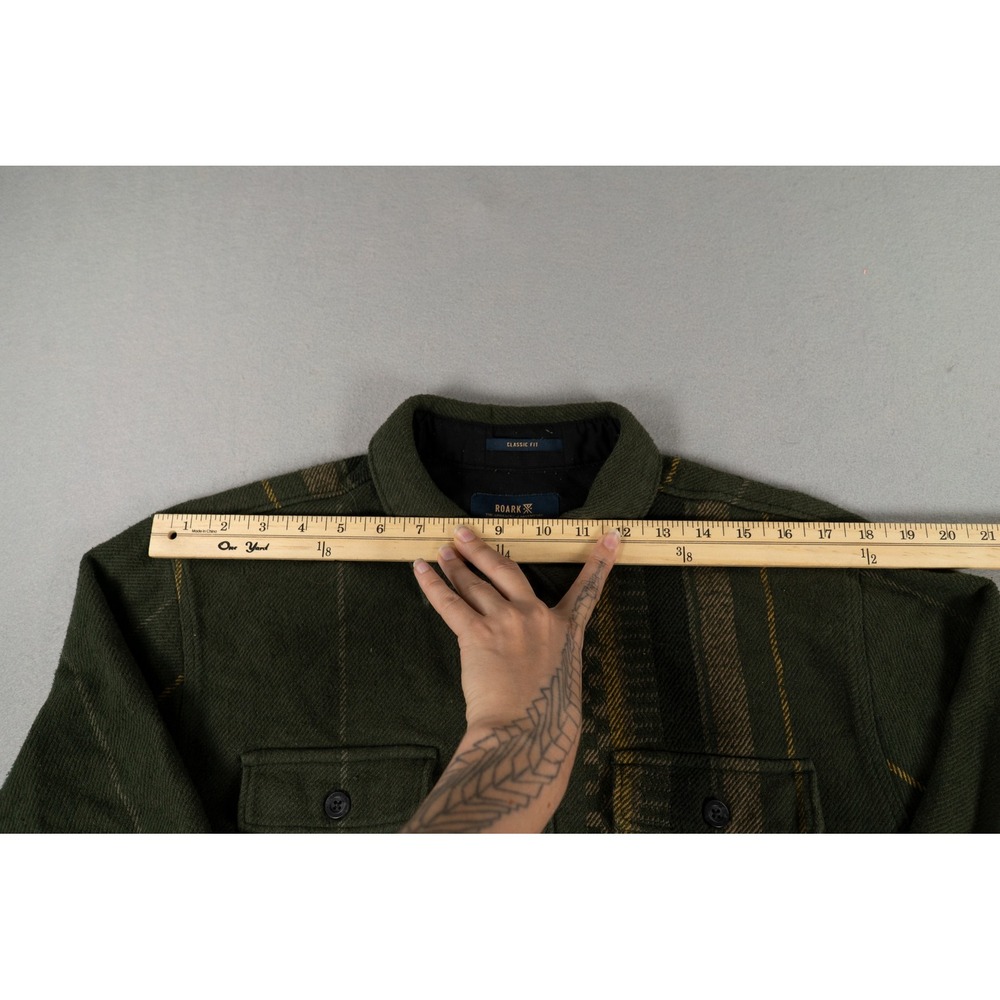 Roark Mens Flannel Shirt Classic Fit Southwestern Stripe Green Medium Cotton image 5